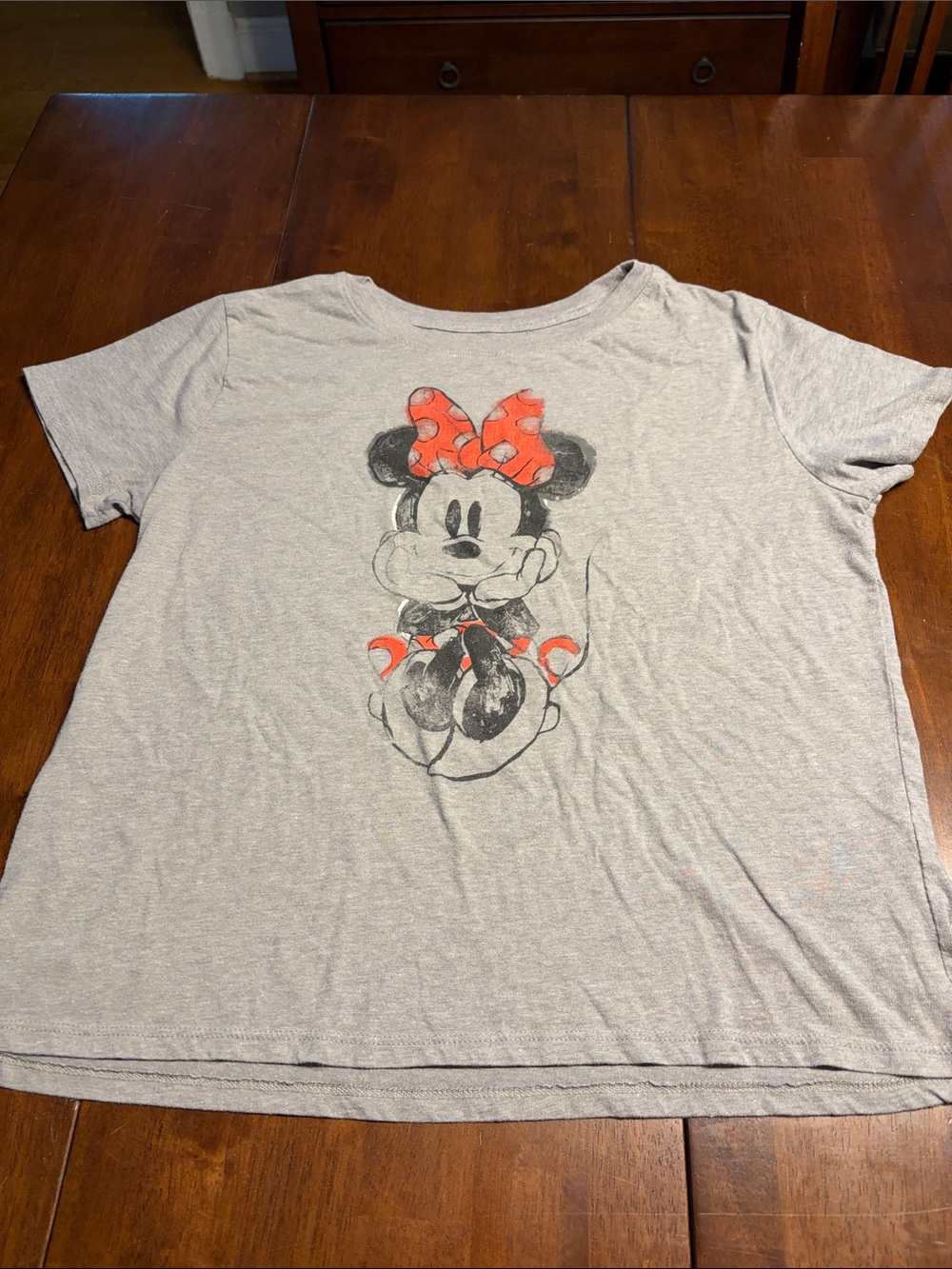 Disney Gray Kids Tee with Red Minnie Bow